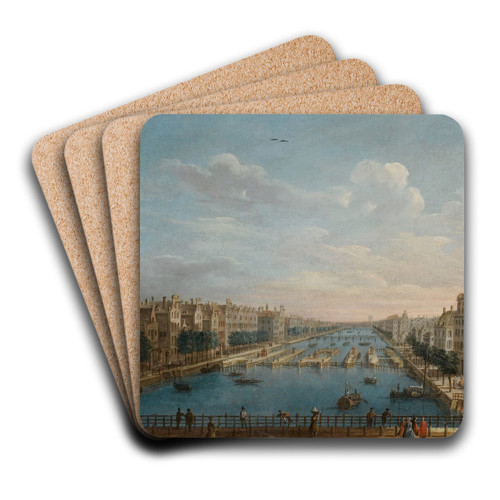 A View Of The Binnen Amstel Looking North by Pietro Bellotti Art Drink Coaster set A View Of The Binnen Amstel Looking North by Pietro Bellotti Art Drink Coaster set