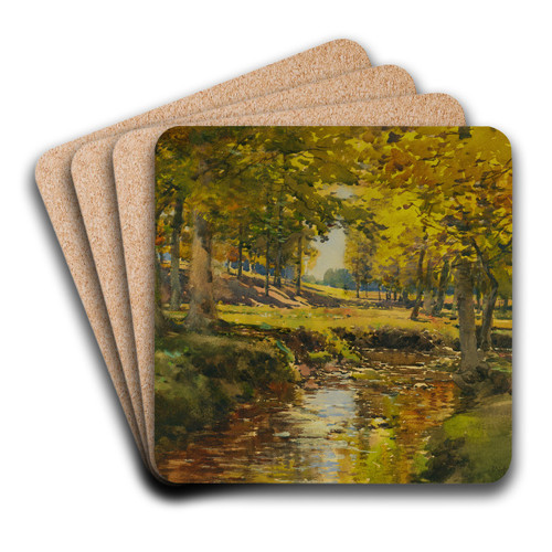 Autumn In The Meadow Edge by William Henry Holmes Art Drink Coaster set