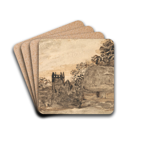 Thatched Cottage and Church by Samuel Palmer Drink Coasters - set of 4