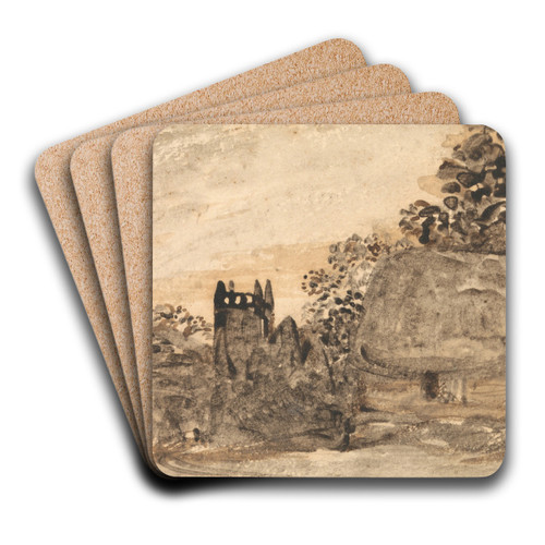 Thatched Cottage and Church by Samuel Palmer Art Drink Coaster set