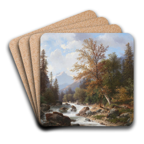Gebirgsbach in der Ramsau by Carl Hasch Art Drink Coaster set