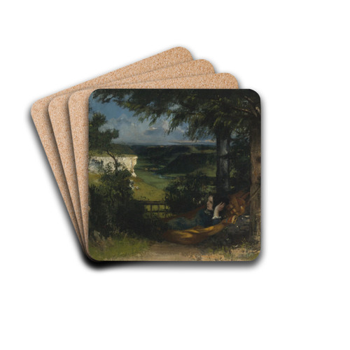 Femme dans un hamac by Gustave Courbet Drink Coasters - set of 4