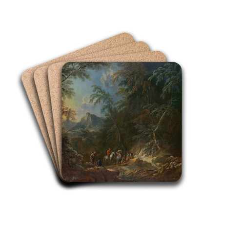 Waldlandschaft 'Abend' by Maximilian Joseph Schinnagl Drink Coasters - set of 4