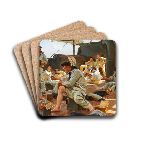 En lappedag ombord by Erik Henningsen Drink Coasters - set of 4