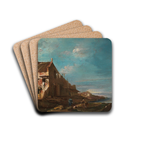 A Coastal Architectural Capriccio by Francesco Guardi Drink Coasters - set of 4