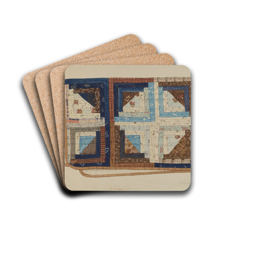 Log Cabin Quilt by Elbert S. Mowery Drink Coasters - set of 4 Log Cabin Quilt by Elbert S. Mowery Drink Coasters - set of 4