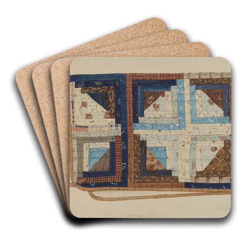 Log Cabin Quilt by Elbert S. Mowery Art Drink Coaster set Log Cabin Quilt by Elbert S. Mowery Art Drink Coaster set