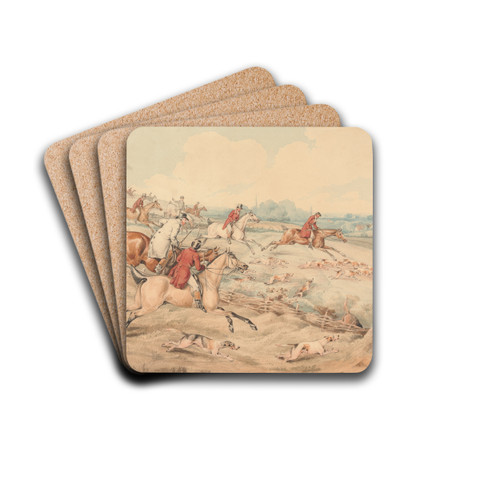 Foxhunting; Full Cry by Henry Thomas Alken Drink Coasters - set of 4 Foxhunting; Full Cry by Henry Thomas Alken Drink Coasters - set of 4