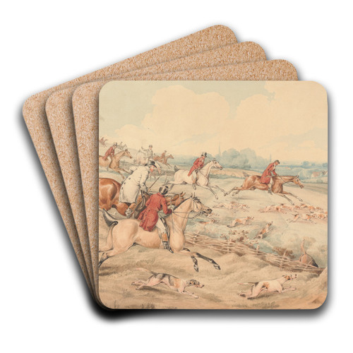 Foxhunting; Full Cry by Henry Thomas Alken Art Drink Coaster set Foxhunting; Full Cry by Henry Thomas Alken Art Drink Coaster set