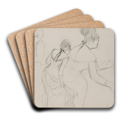 Sketches of a Caf Singer by Edgar Degas Art Drink Coaster set