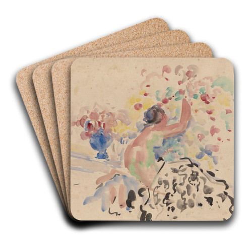 Nude and Flowers by Rik Wouters Art Drink Coaster set Nude and Flowers by Rik Wouters Art Drink Coaster set