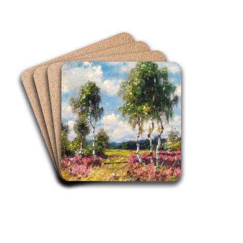 Birches in a heath landscape, Viktring (Carinthia) by Alexander Koester Drink Coasters - set of 4
