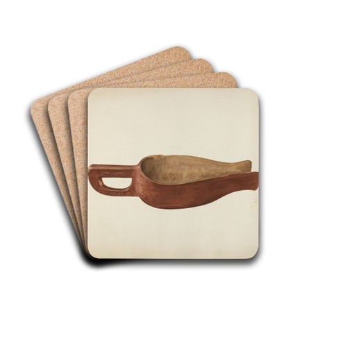 Wooden Meal Scoop by Wilbur M Rice Drink Coasters - set of 4 Wooden Meal Scoop by Wilbur M Rice Drink Coasters - set of 4
