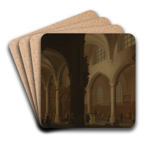 Interior of the Former Church of Saint George in Antwerp by Petrus Johannes van Regemorter Art Drink Coaster set