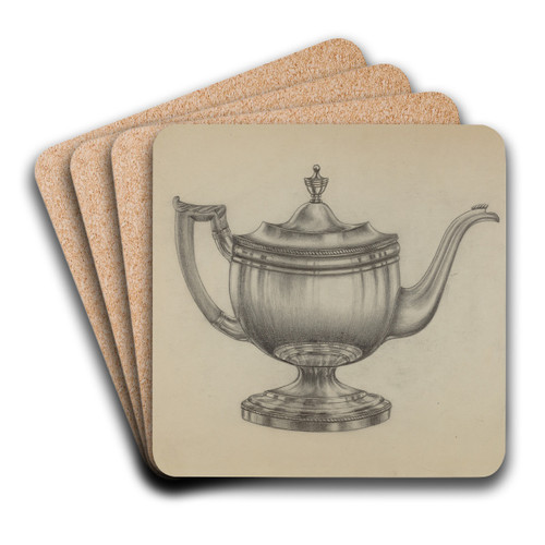 Silver Teapot by Gerald Bernhardt Art Drink Coaster set