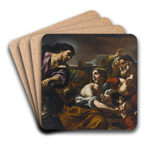 The Expulsion From The Temple by Giovanni Battista Beinaschi Art Drink Coaster set