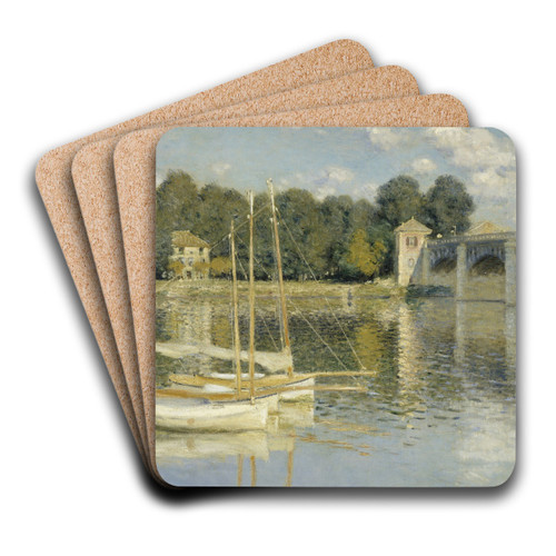 The Argenteuil Bridge by Claude Monet Art Drink Coaster set