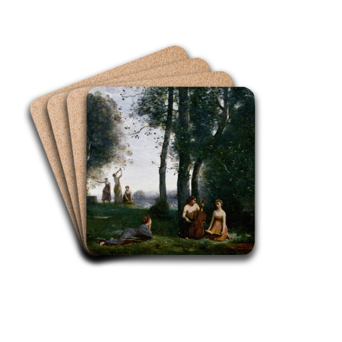 Le Concert champtre by Jean-Baptiste-Camille Corot Drink Coasters - set of 4 Le Concert champtre by Jean-Baptiste-Camille Corot Drink Coasters - set of 4