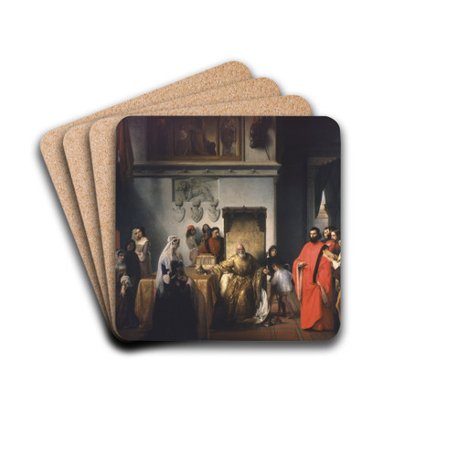 Doge Francesco Foscaris Removal (The Two Foscari) by Francesco Hayez Drink Coasters - set of 4 Doge Francesco Foscaris Removal (The Two Foscari) by Francesco Hayez Drink Coasters - set of 4