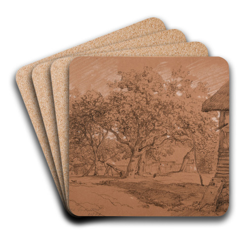Cour de ferme by Jacques-Raymond Brascassat Art Drink Coaster set Cour de ferme by Jacques-Raymond Brascassat Art Drink Coaster set