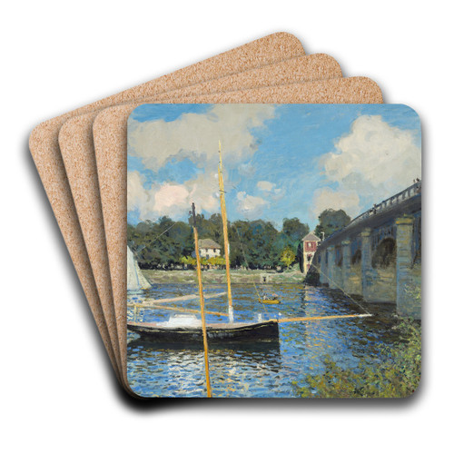 The Bridge at Argenteuil by Claude Monet Art Drink Coaster set