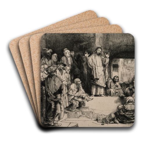 Christ Preaching ('La Petite Tombe') by Rembrandt van Rijn Art Drink Coaster set