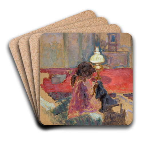 Woman with a Lamp by Pierre Bonnard Art Drink Coaster set