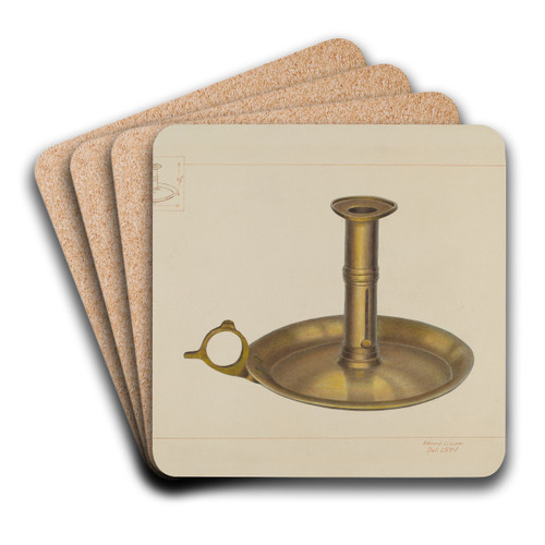 Brass Candlestick by Edward L. Loper Art Drink Coaster set