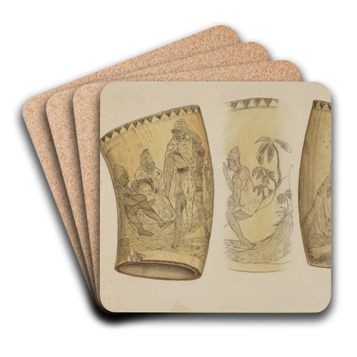Scrimshaw by Paul Ward Art Drink Coaster set Scrimshaw by Paul Ward Art Drink Coaster set