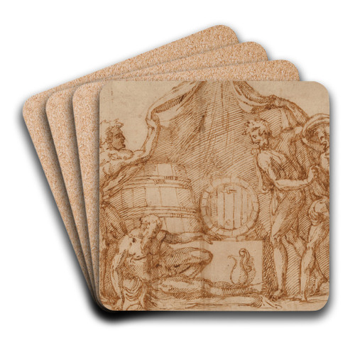 Drunkenness of Noah by Baccio Bandinelli Art Drink Coaster set Drunkenness of Noah by Baccio Bandinelli Art Drink Coaster set