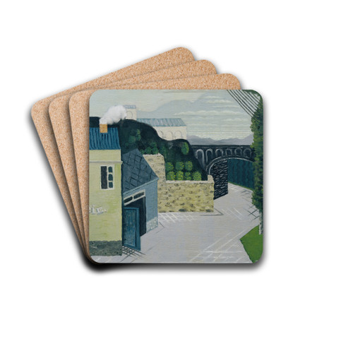 City with viaduct by Louis Marcoussis Drink Coasters - set of 4 City with viaduct by Louis Marcoussis Drink Coasters - set of 4