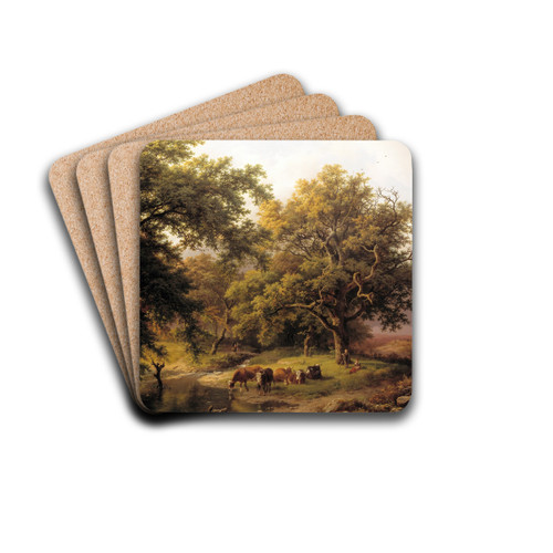 Brook by the Edge of the Woods by Barend Cornelis Koekkoek Drink Coasters - set of 4
