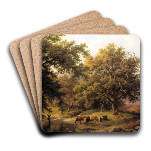 Brook by the Edge of the Woods by Barend Cornelis Koekkoek Art Drink Coaster set