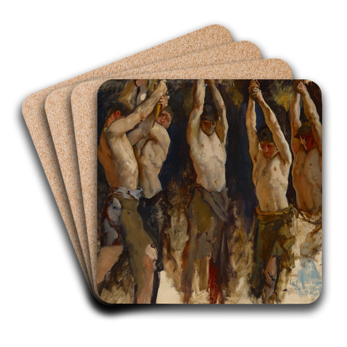 Figure Study, for The Spirit of Vulcan, Genius of the Workers in Iron and Steel, Rotunda, Pennsylvania State Capitol,Harrisburg by Edwin Austin Abbey Art Drink Coaster set