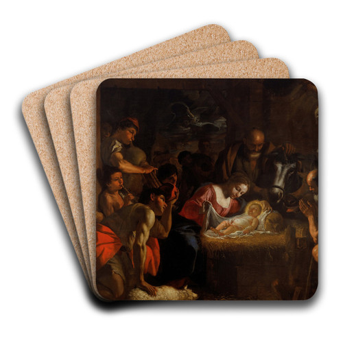 The Adoration of the Shepherds by Mattia Preti Art Drink Coaster set