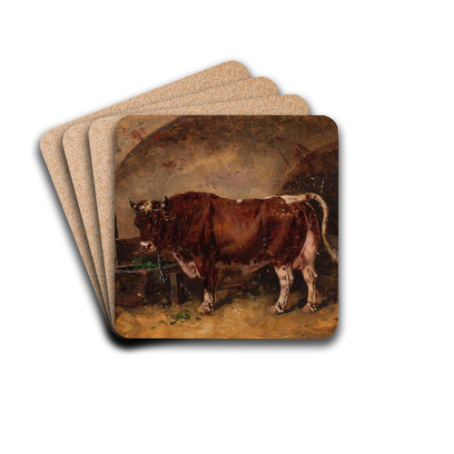 Ox in the barn by Jzef Brodowski Drink Coasters - set of 4 Ox in the barn by Jzef Brodowski Drink Coasters - set of 4