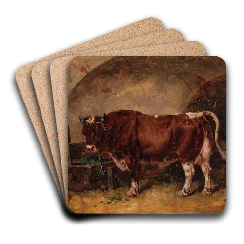 Ox in the barn by Jzef Brodowski Art Drink Coaster set Ox in the barn by Jzef Brodowski Art Drink Coaster set