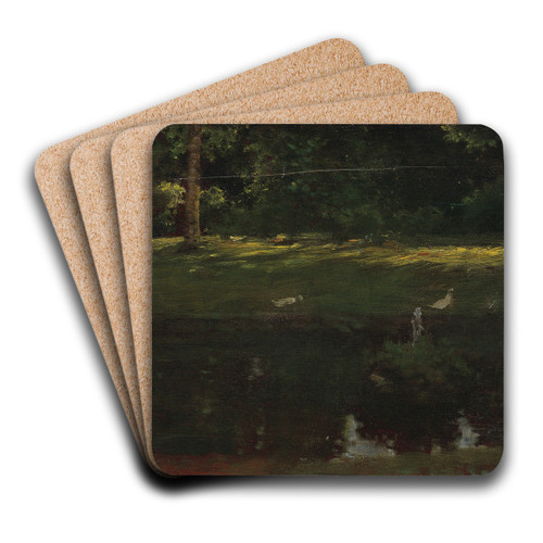 Der Teich im Bois de Boulogne by GiuseppeDe Nittis Art Drink Coaster set Der Teich im Bois de Boulogne by GiuseppeDe Nittis Art Drink Coaster set