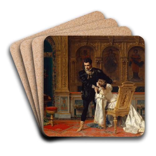 Scene From Schillers Fiesco (Act Iv, Scene 14) by Antonio Barzaghi-Cattaneo Art Drink Coaster set