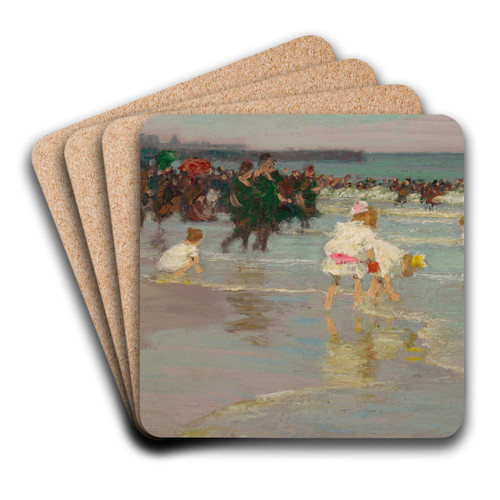 Beach Scene (or Sunday on theBeach) by Edward Henry Potthast Art Drink Coaster set
