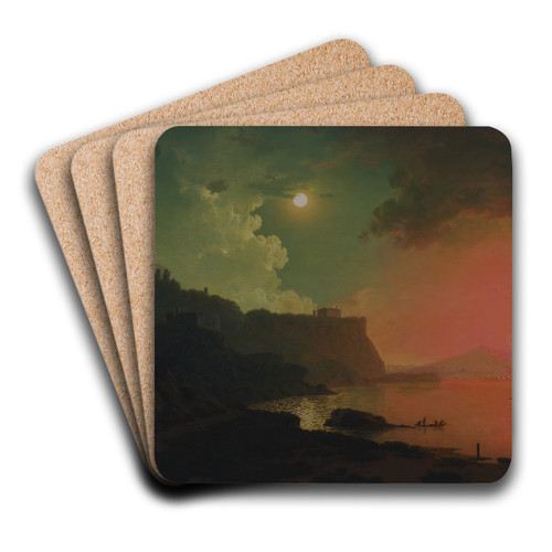 Vesuvius from Posillipo by Joseph Wright of Derby Art Drink Coaster set Vesuvius from Posillipo by Joseph Wright of Derby Art Drink Coaster set