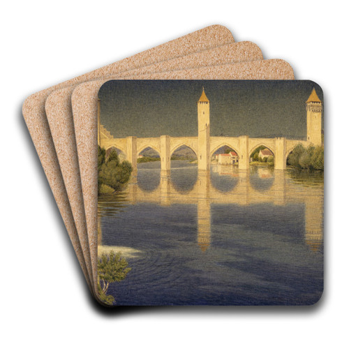 Pont Valentre, Cahors, France by Joseph Edward Southall Art Drink Coaster set