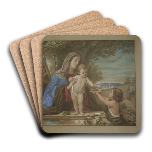 Madonna della Fontana; Die Heilige Familie mit dem Johannesknaben an einer Quelle by Eduard von Steinle Art Drink Coaster set