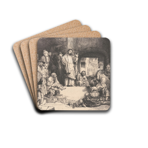 Christ Preaching by Rembrandt van Rijn Drink Coasters - set of 4