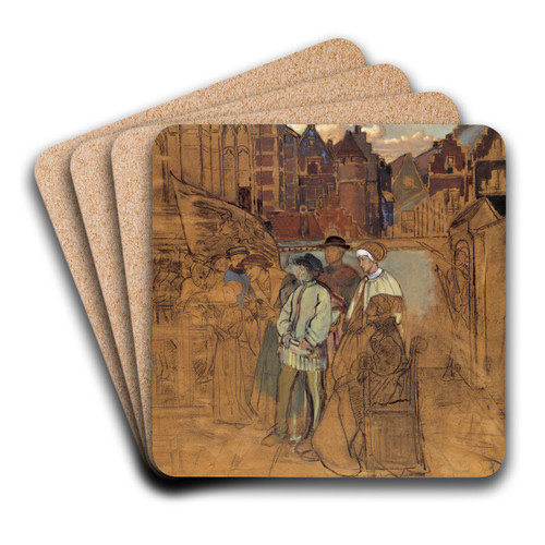 Archery Feast in Antwerp in the 16th Century by Jan August Hendrik Leys Art Drink Coaster set