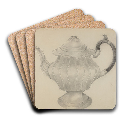 Pewter Teapot by Frank Nelson Art Drink Coaster set