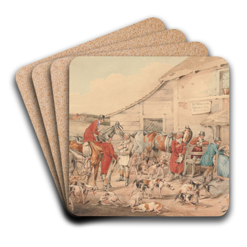 Foxhunting; The Refreshment by Henry Thomas Alken Art Drink Coaster set Foxhunting; The Refreshment by Henry Thomas Alken Art Drink Coaster set