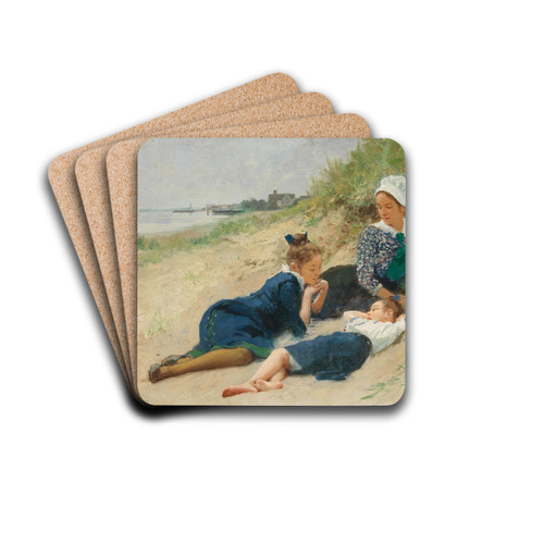 A Summer Day in the Dunes by Hermann Seeger Drink Coasters - set of 4