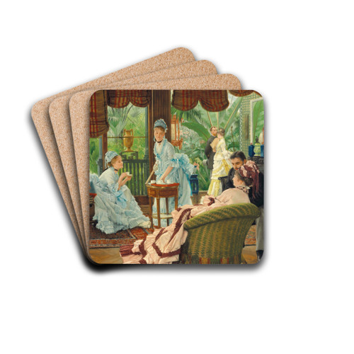 In the Conservatory (Rivals) by James Tissot Drink Coasters - set of 4