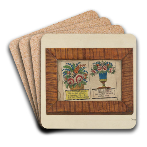Zoar Fractur Drawing by John Wilkes Art Drink Coaster set